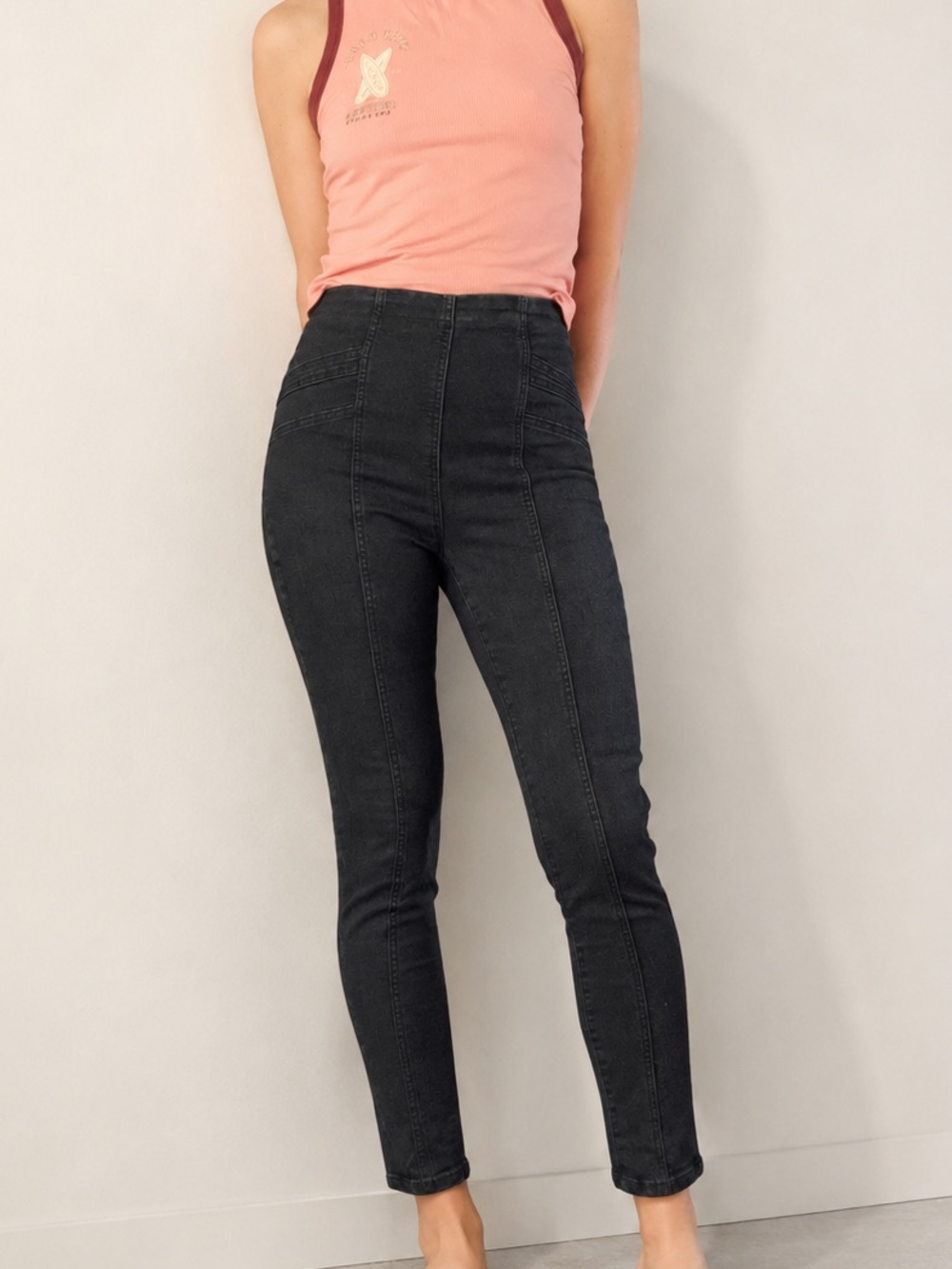 We The Free Faded Black Pull-On Skinny Stretch Jeans Size 27